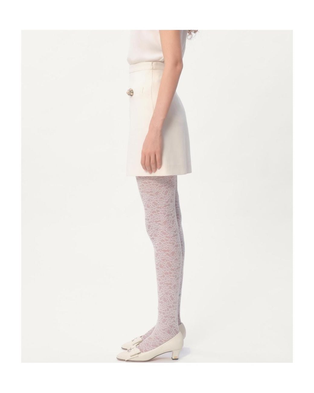 Valentino White Button Embellished A-Line Mini Skirt