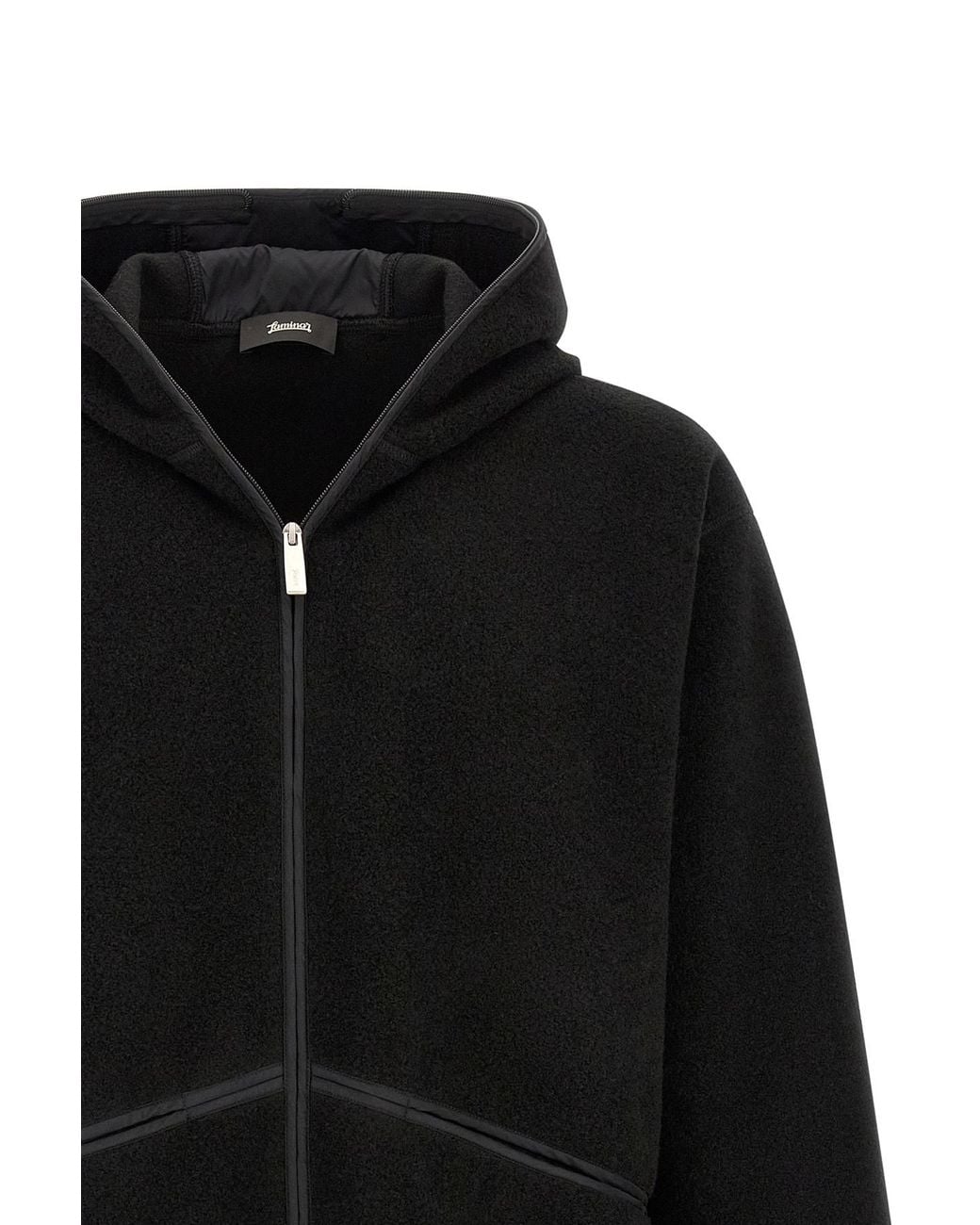 Herno Black Laminar Textured Zip Hooded Jacket for men