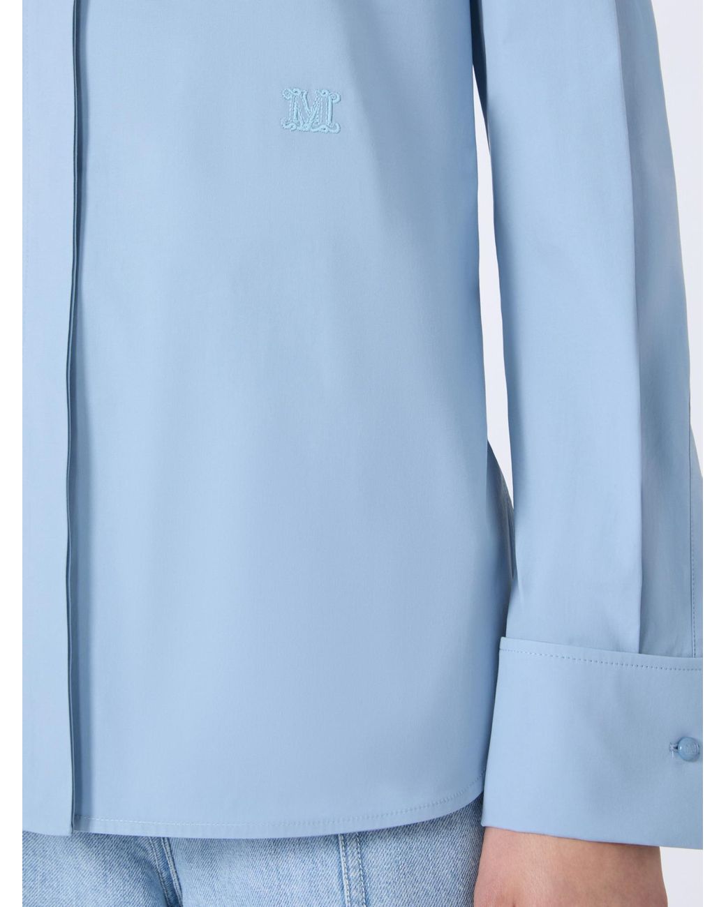 Max Mara Blue Cotton Logo Shirt
