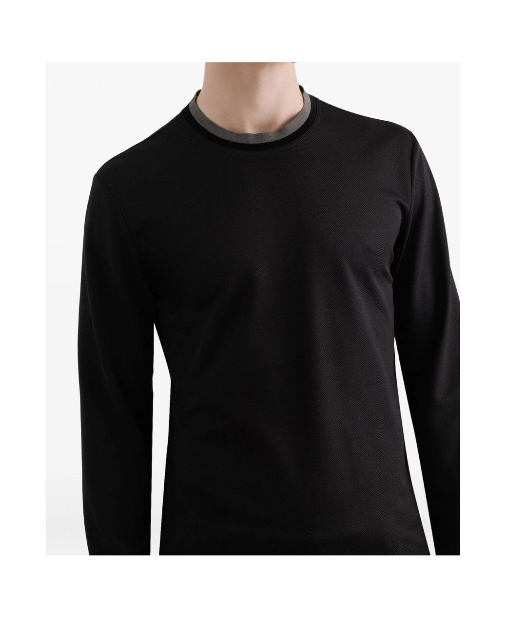 Dolce & Gabbana Black Contrast-Trim Long-Sleeve T-Shirt for men