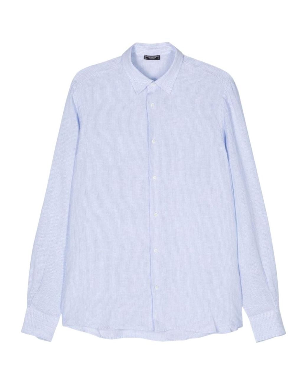 Peserico Blue Button-Down Long-Sleeved Shirt for men