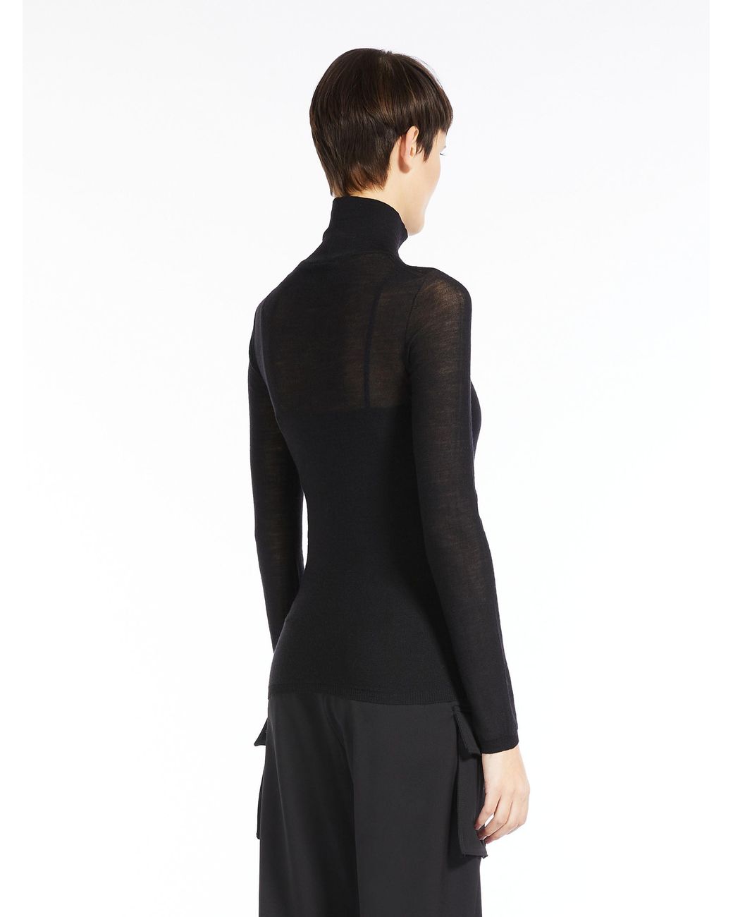 Max Mara Black High-Neck Virgin-Wool Jumper