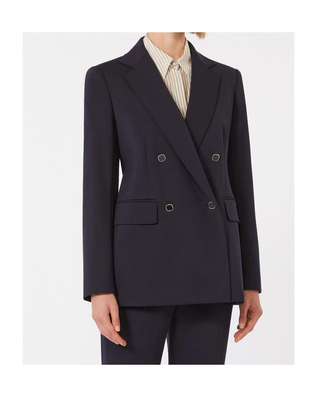 Max Mara Blue Mstriviera Double-Breasted Jacket