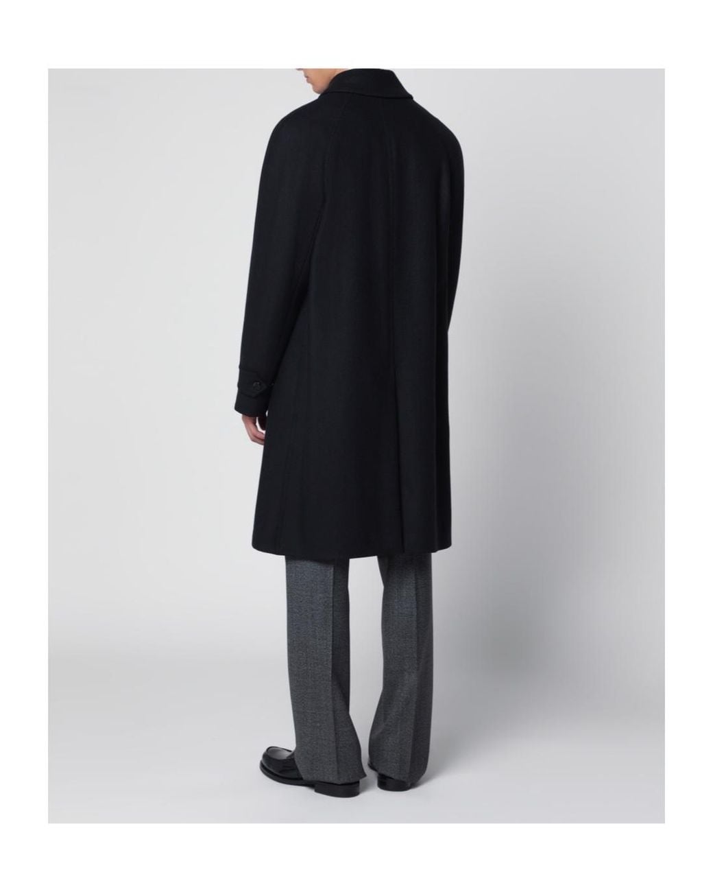 Lardini Black Herringbone-Weave Buttoned Coat for men