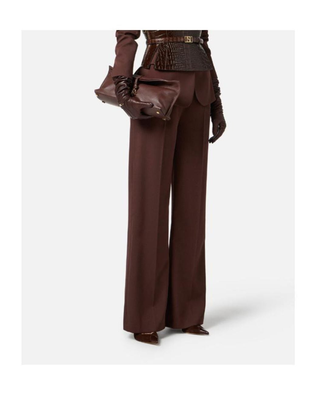 Elisabetta Franchi Brown Gabardine Trousers