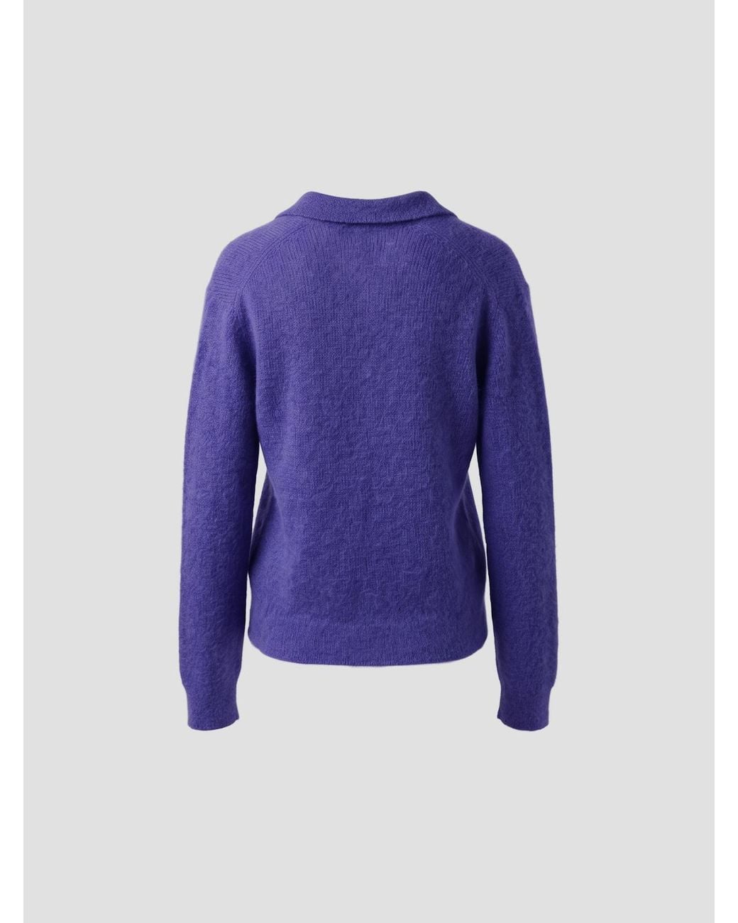 Auralee Blue Spread-Collar Knitted Top