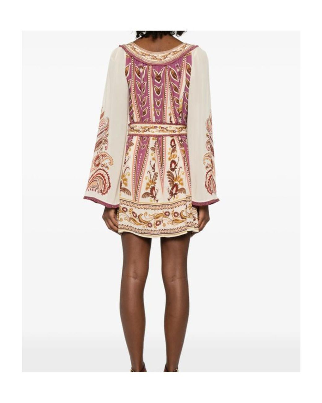 Farm Rio Pink Floral Printed Tie-Waist Scoop Neck Mini Dress