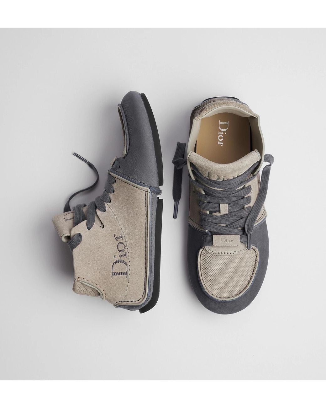 Dior Gray Logo Lace-Up Ankle Boots for men