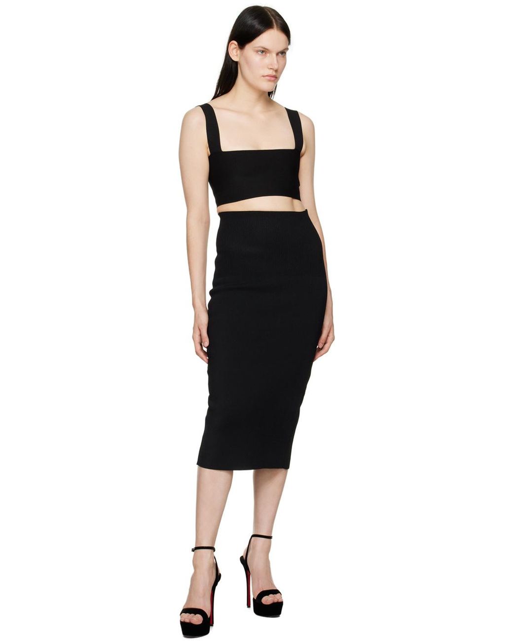 Victoria Beckham Black Back Slit Skirt