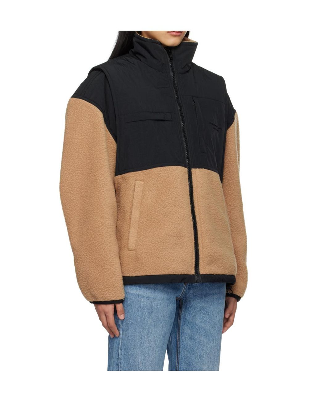 Alexander Wang Black Panelled Zip Fleece Jacket
