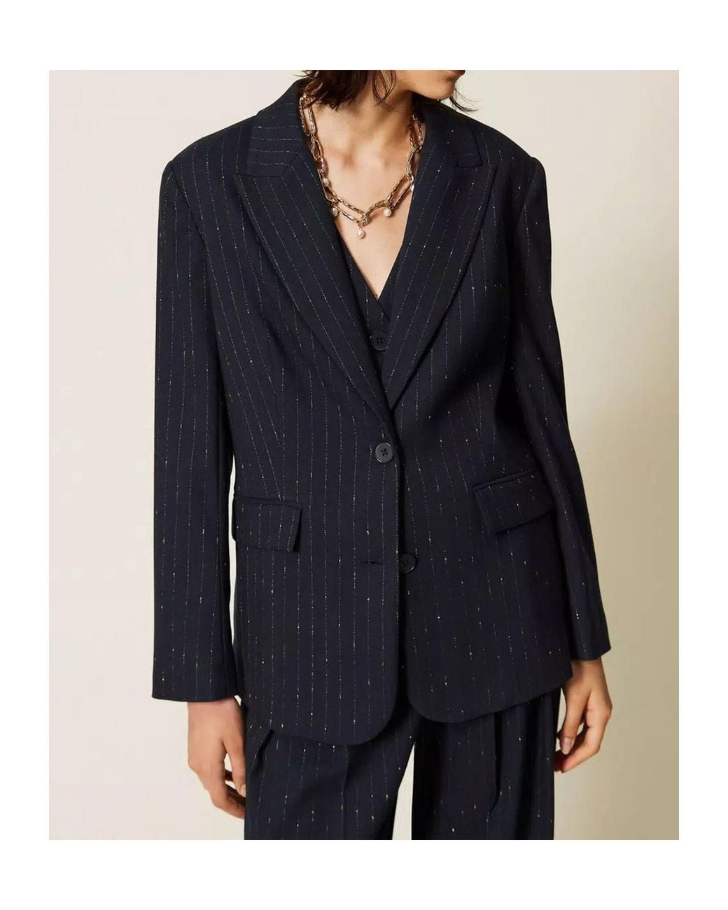 Twinset Blue Pinstriped Blazer