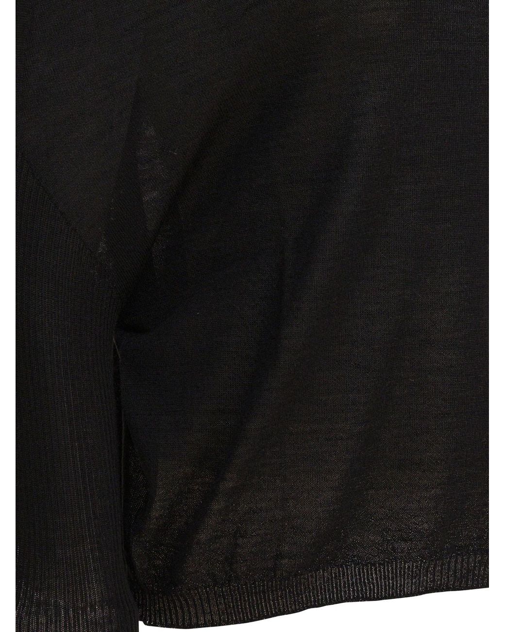 Rick Owens Black Long Sleeve High-Neck Top