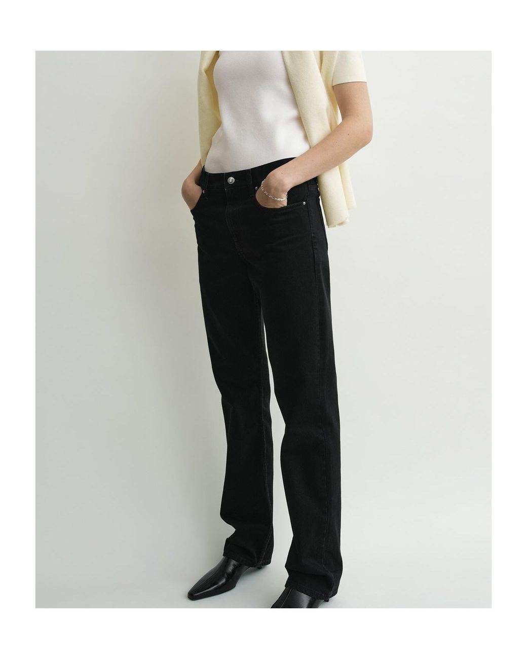 Totême Black Low-Cut Straight-Leg Jeans