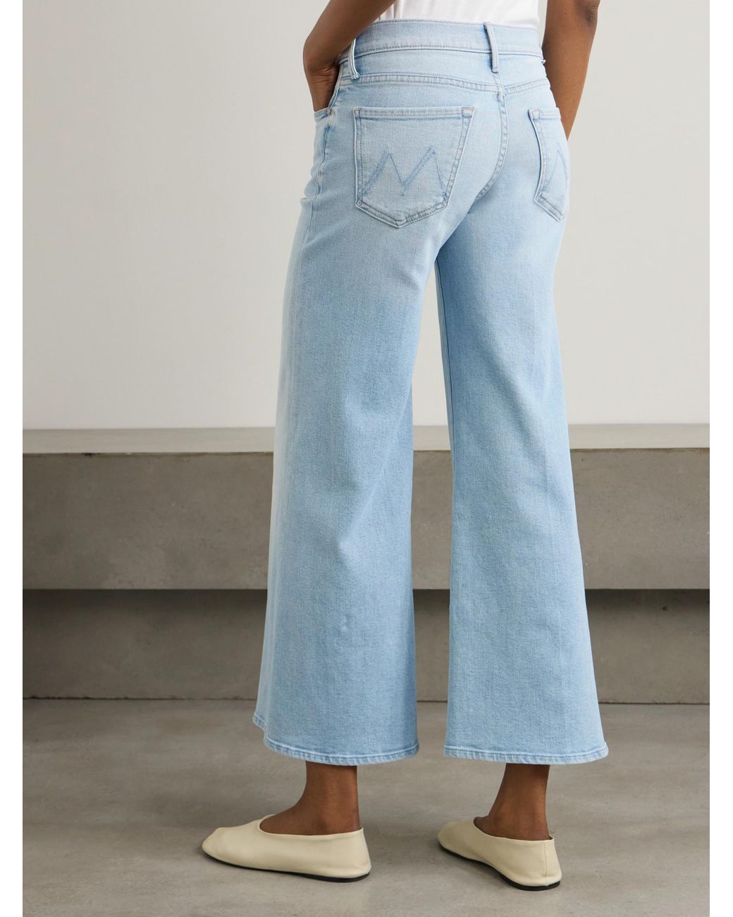 Mother Blue High-Rise Wide-Leg Jeans