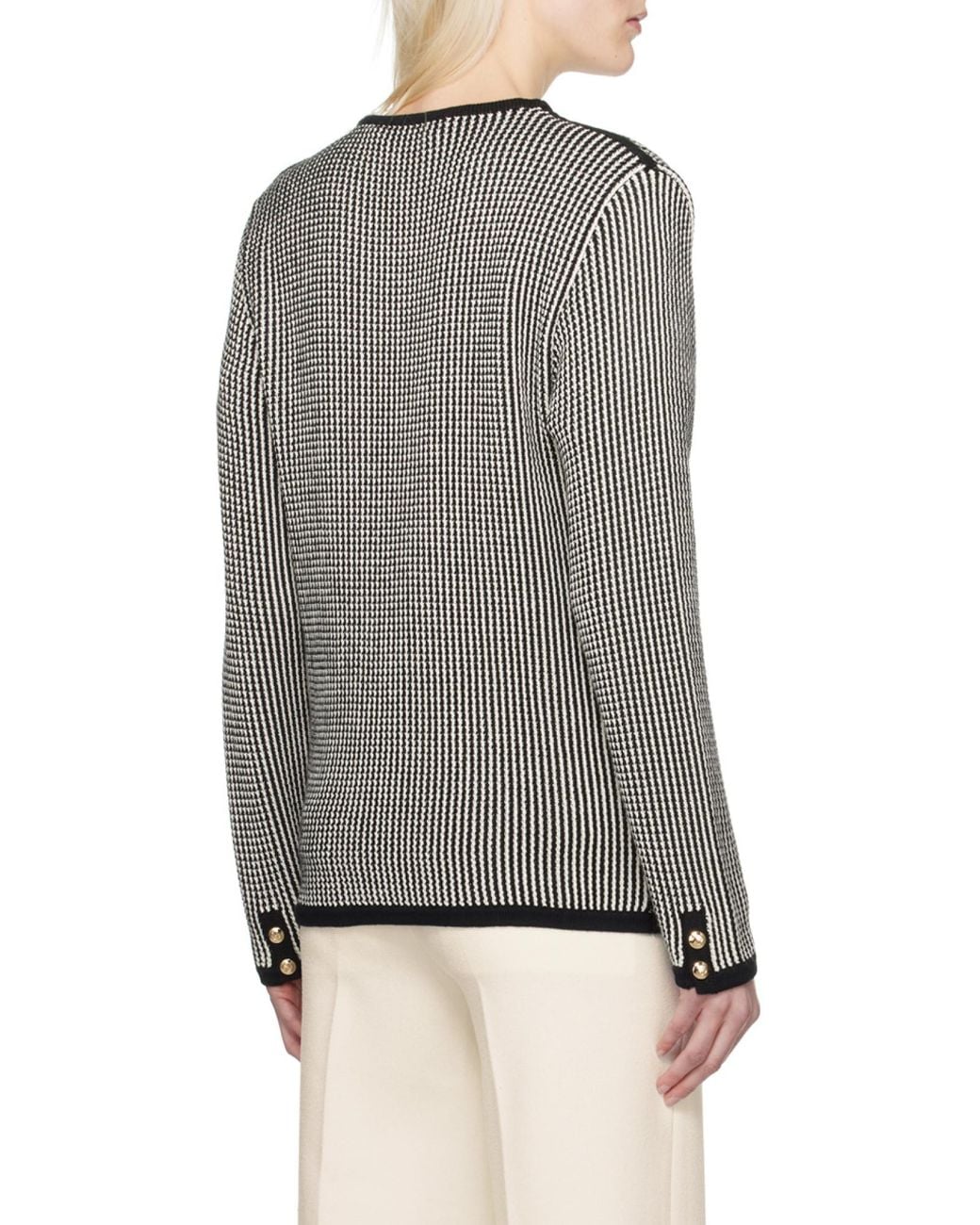 Anine Bing Gray Dave Stripe-Pattern Cardigan