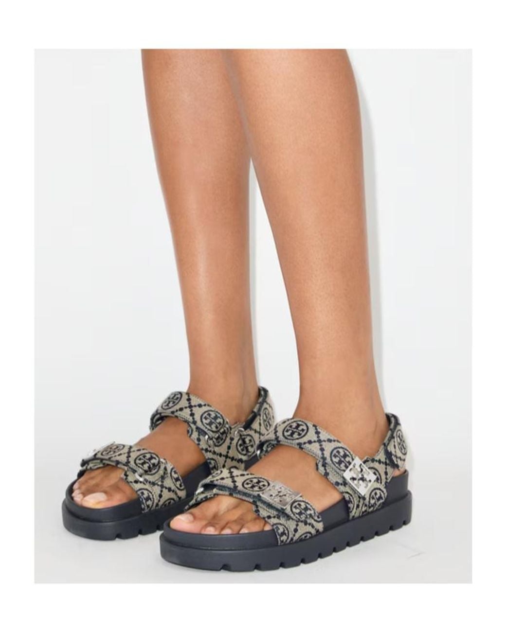 Tory Burch Black T Monogram Mellow Sport Sandals
