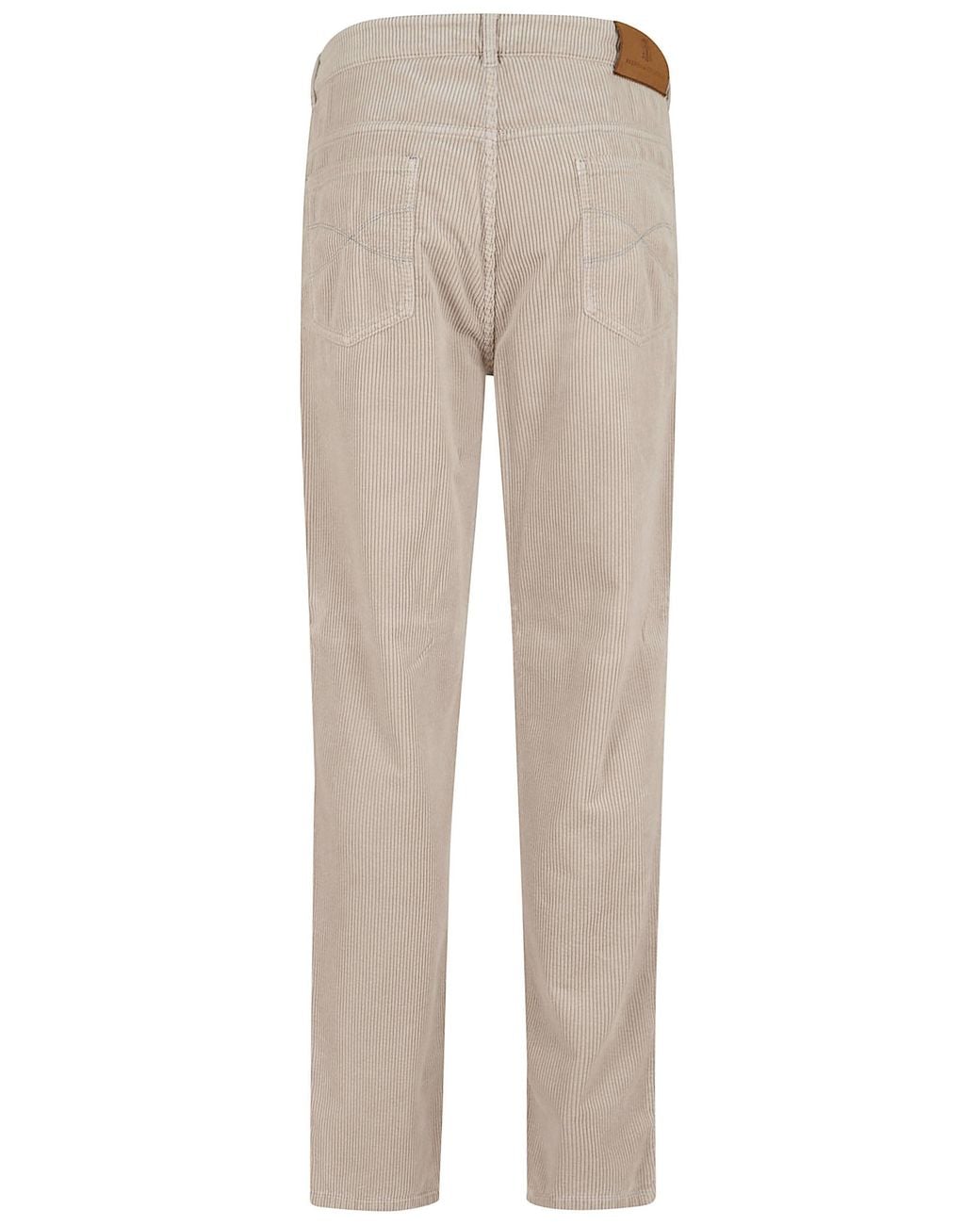 Brunello Cucinelli Natural Casual Trousers With Belt Loops for men