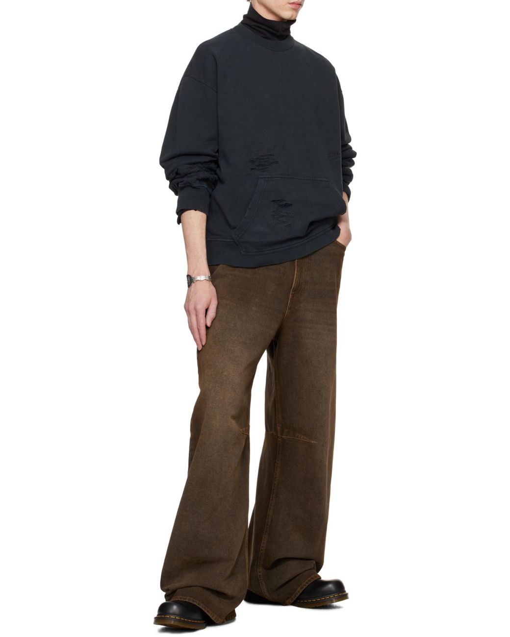 MM6 by Maison Margiela Black Ripped Sweatshirt for men