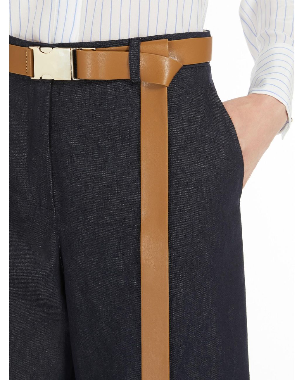 Max Mara Black Studio Murge Belted Wide Leg Trousers