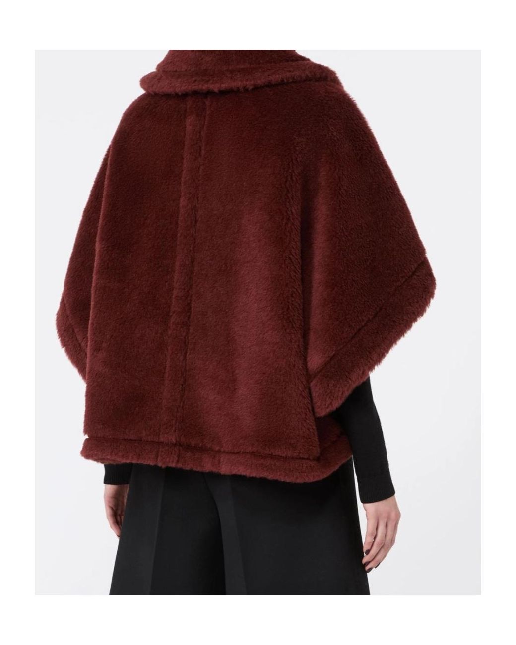 Max Mara Red Teddy Button-Up Short-Sleeved Cape