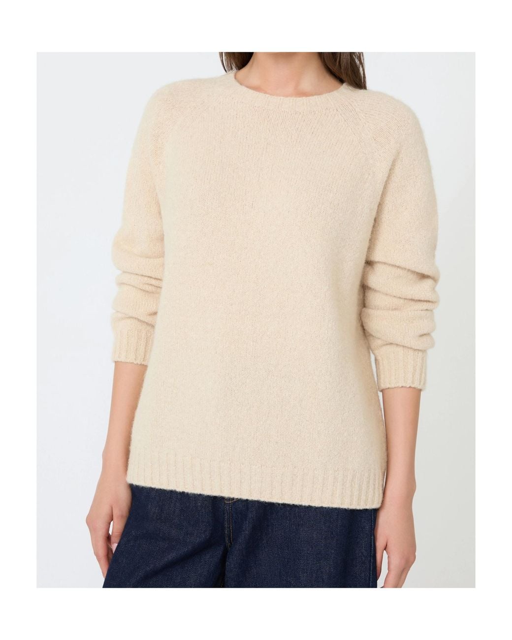 Weekend by Maxmara Natural Ribbed Crew Neck Knitted Sweater