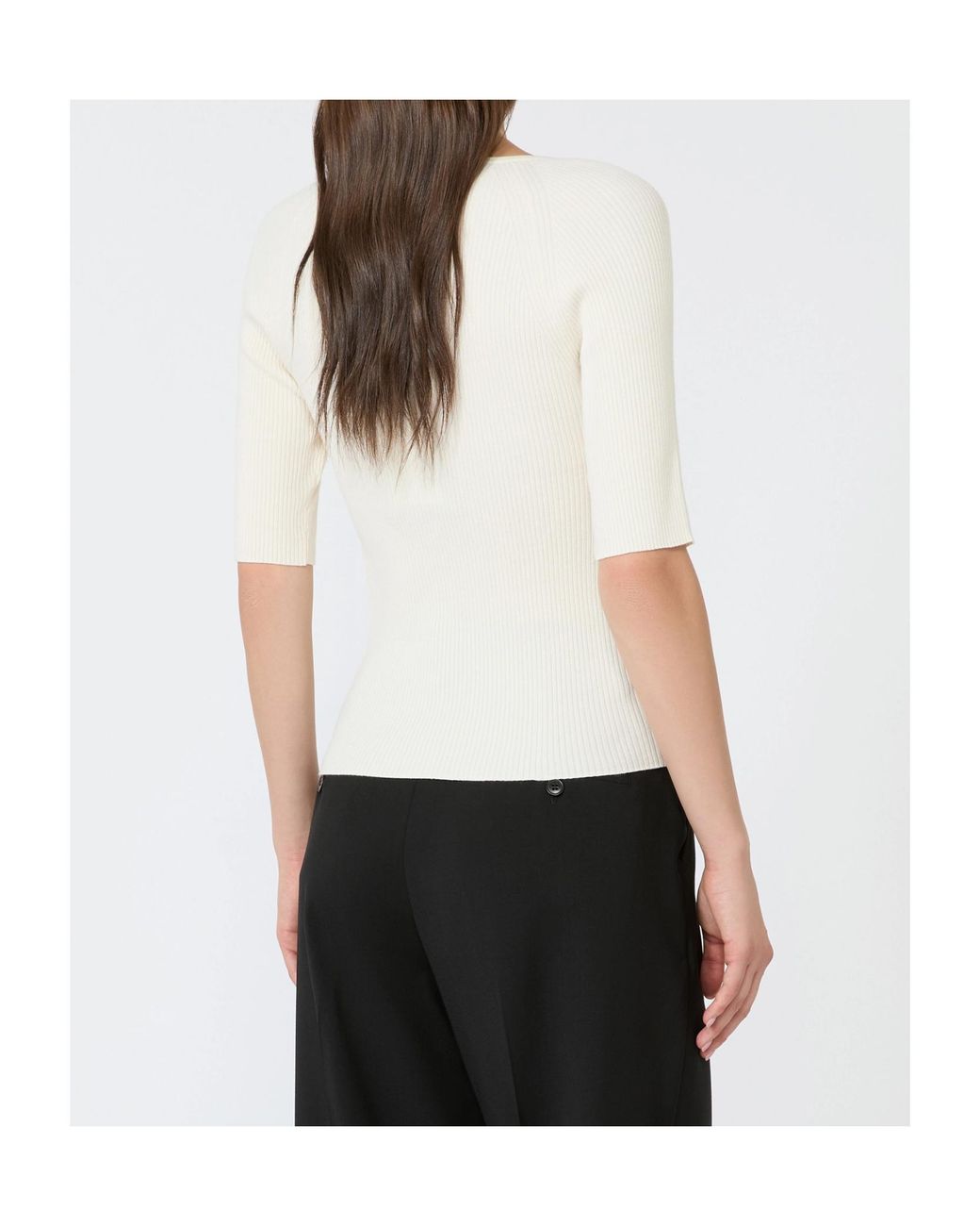 Weekend by Maxmara White Ribbed Knit Sweater