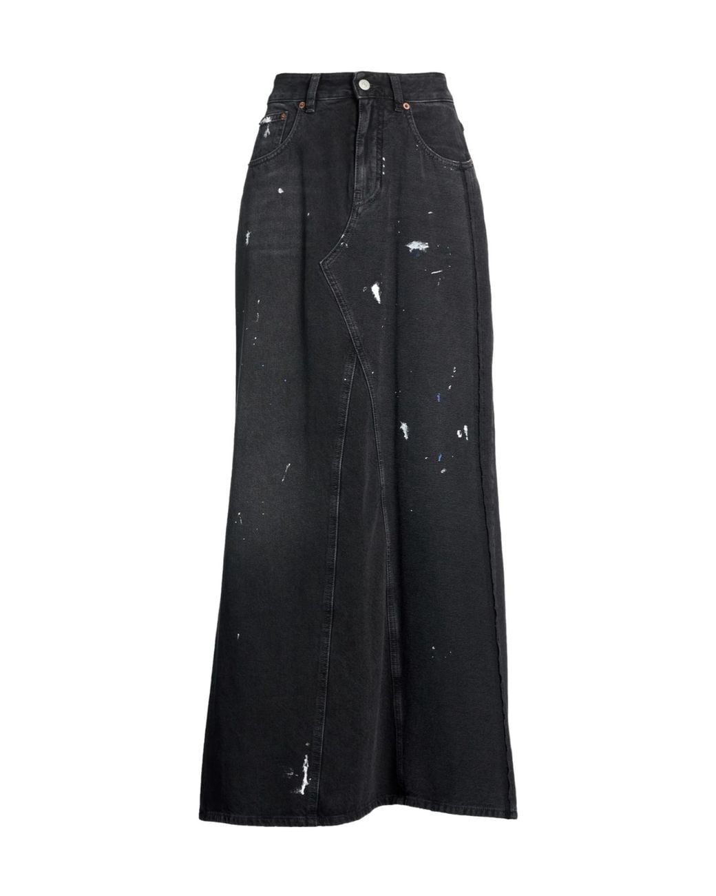 MM6 by Maison Margiela Black Denim Flared Skirt