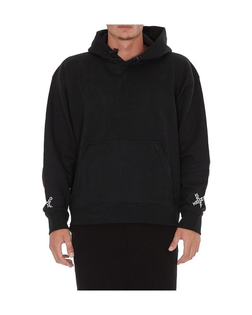 KENZO Black Logo-Print Hoodie for men