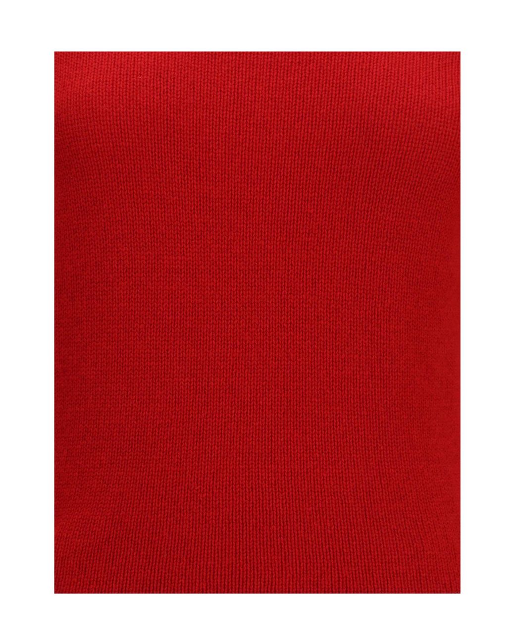 Fabiana Filippi Red Brushed Short-Sleeve Knitted Top