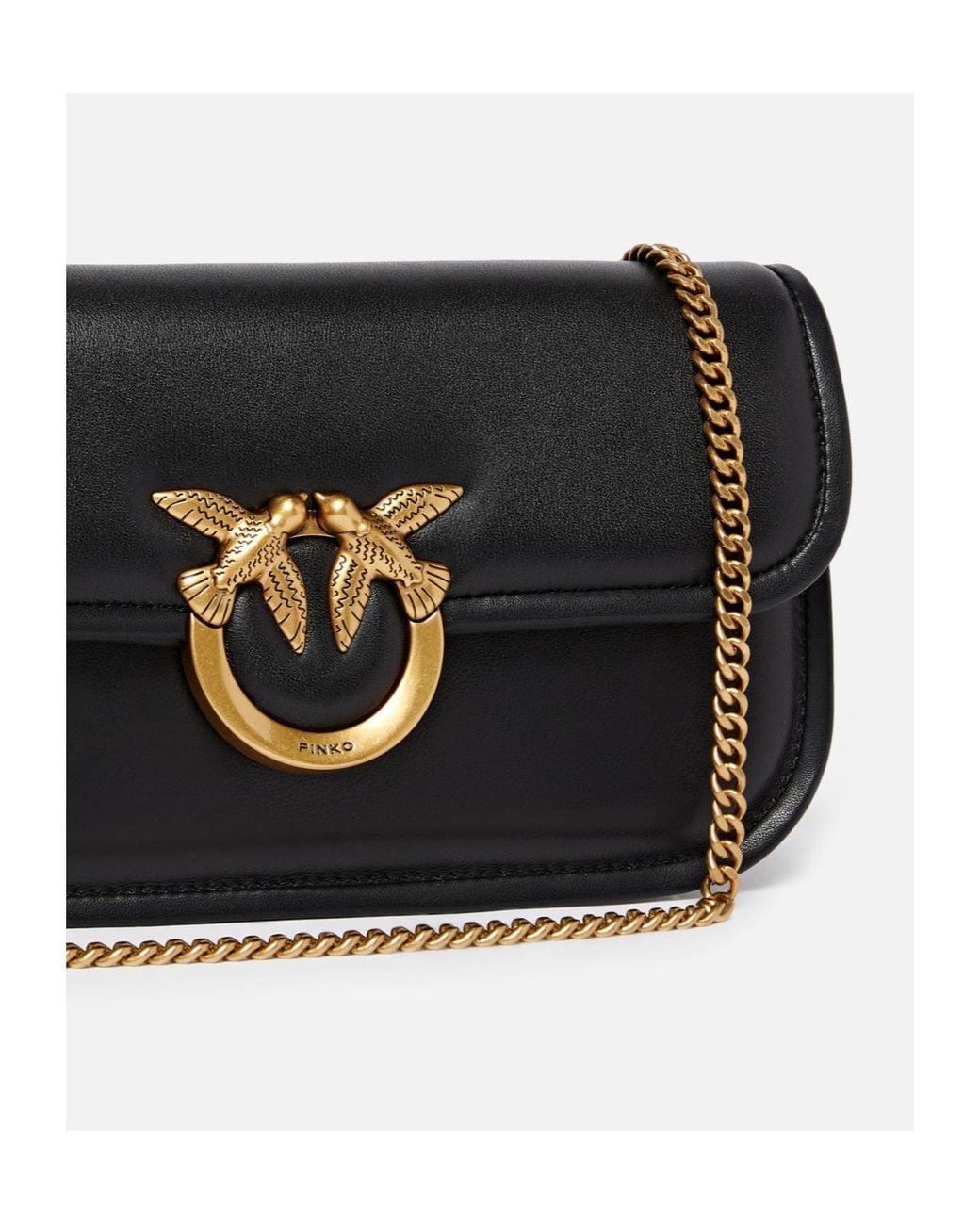 Pinko Black Love Birds Small Crossbody Bag