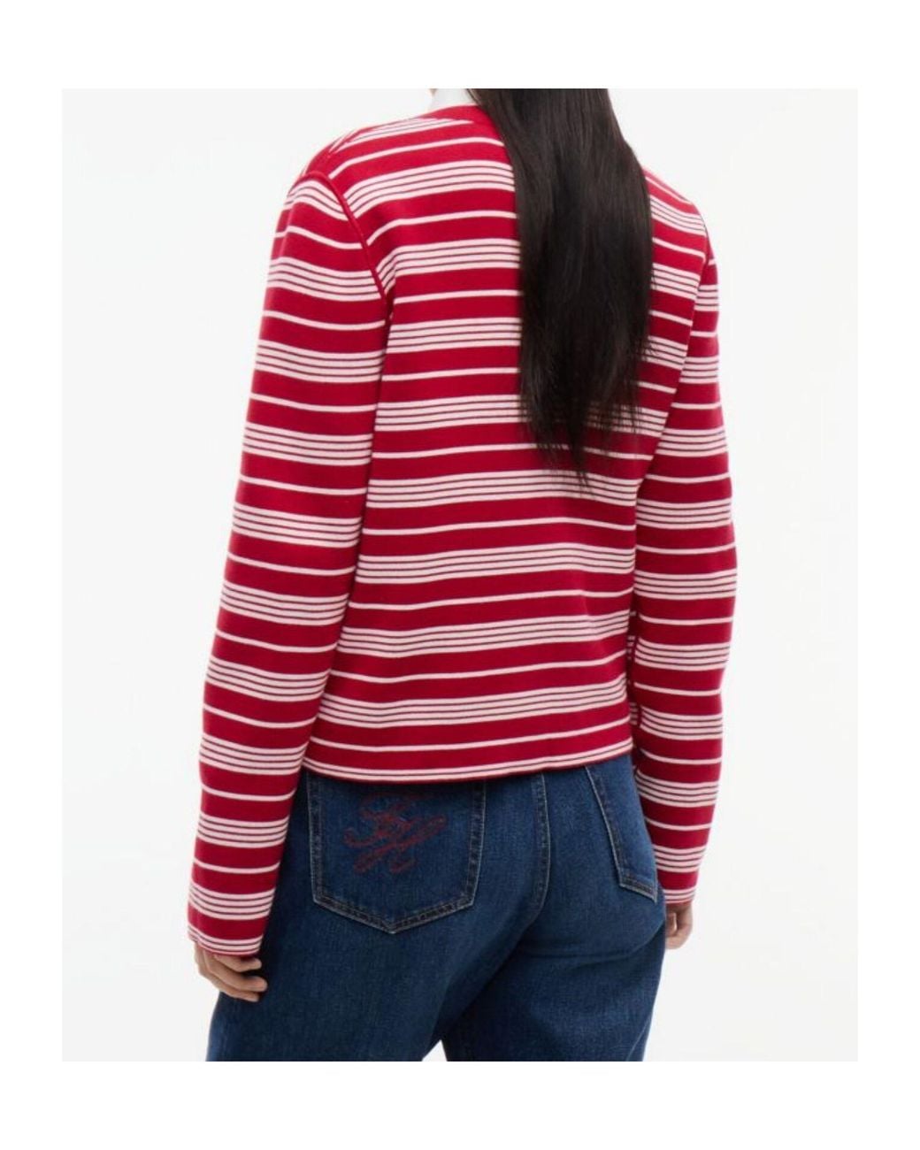 Tommy Hilfiger Red Reversible Horizontal-Stripe Cardigan
