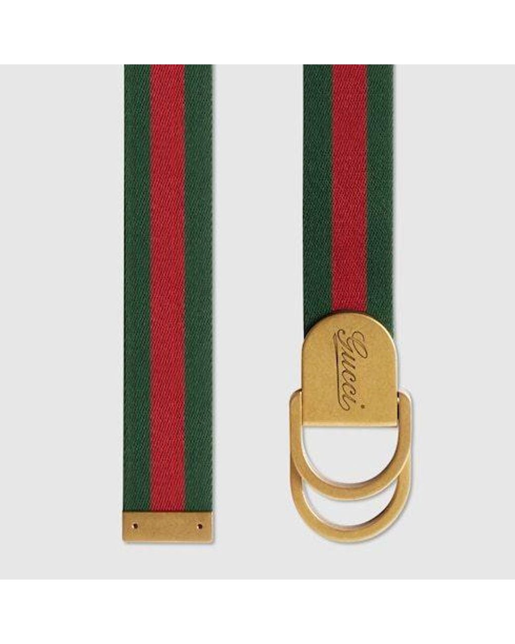 Gucci White Web Logo Engraved Striped Belt for men