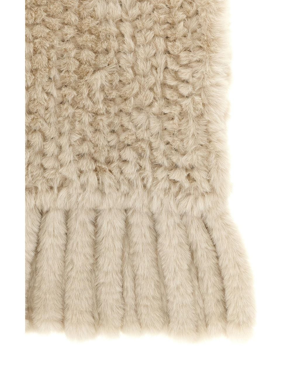 Pinko White Faux-Fur Fringed Scarf