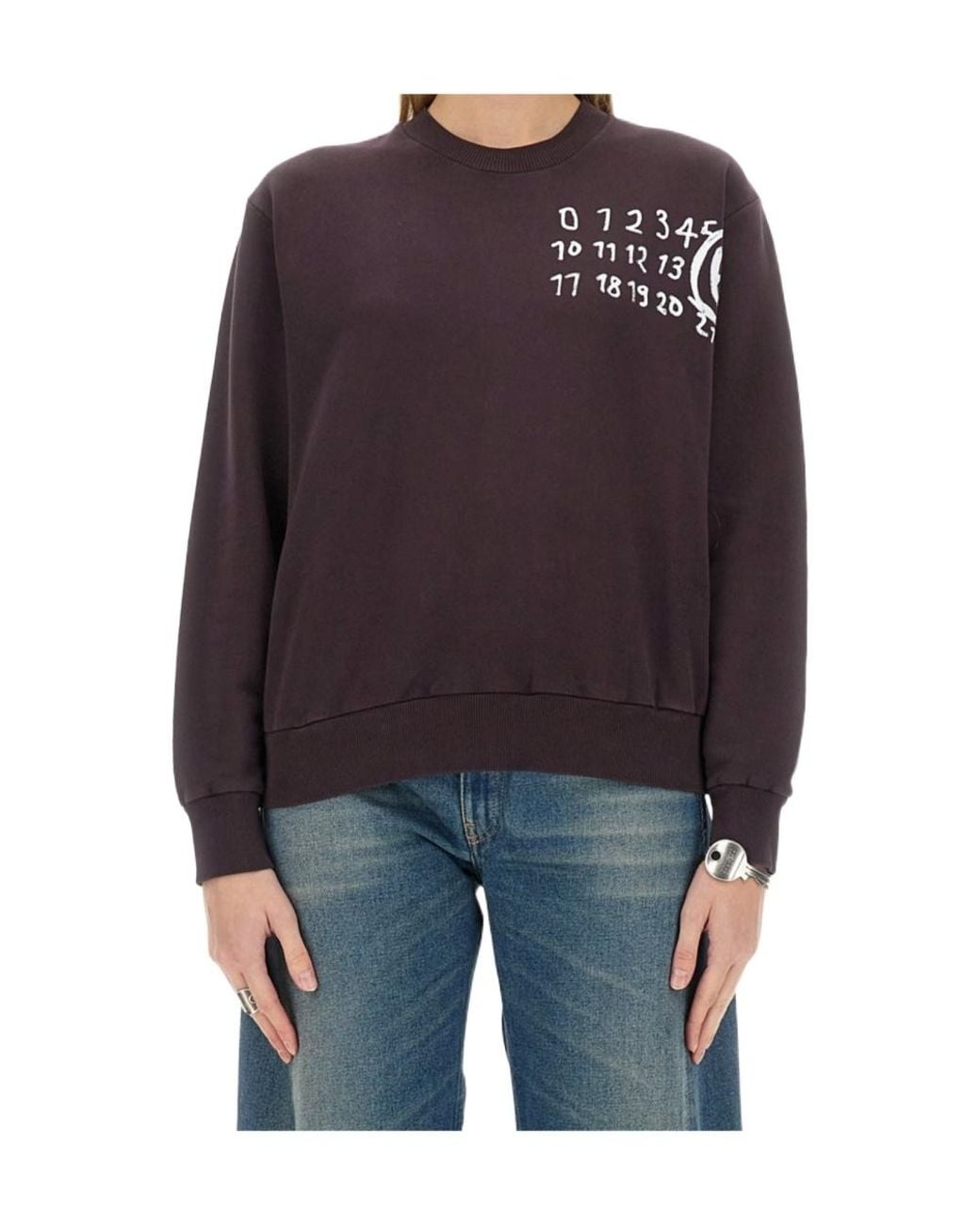 MM6 by Maison Margiela Blue Logo Printed Crewneck Sweatshirt