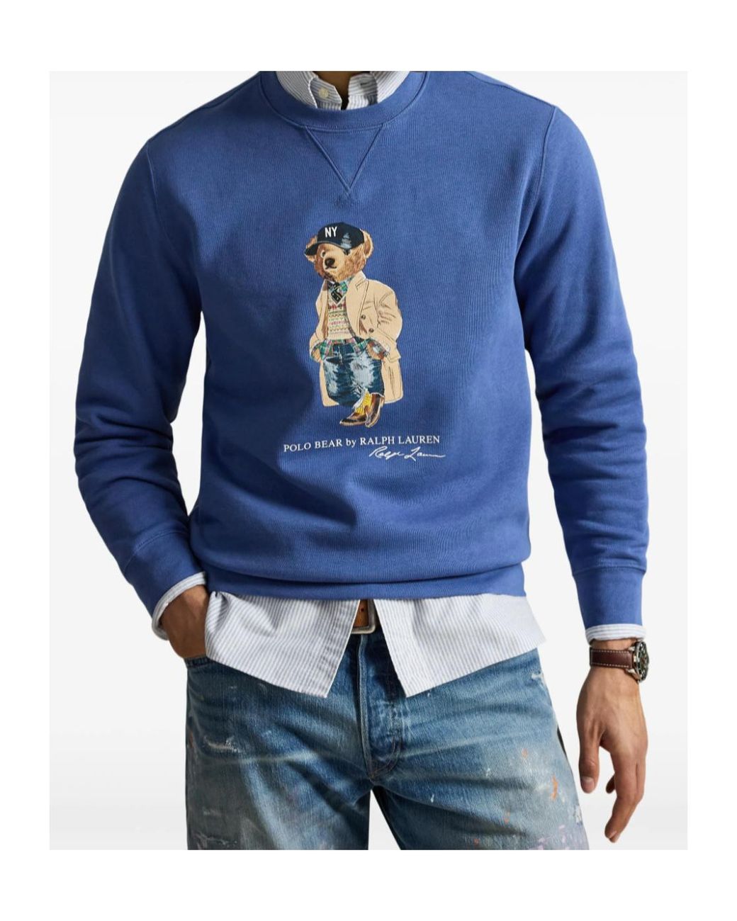 Polo Ralph Lauren Blue Polo Bear Print Sweatshirt for men