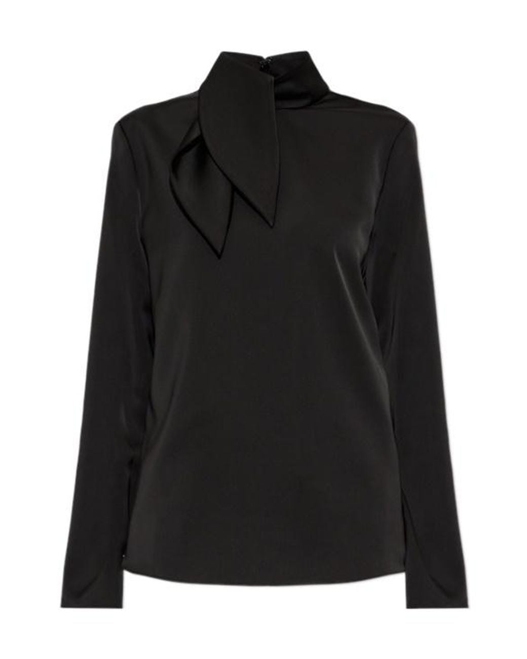 Emporio Armani Black Satin Bow-Neck Top