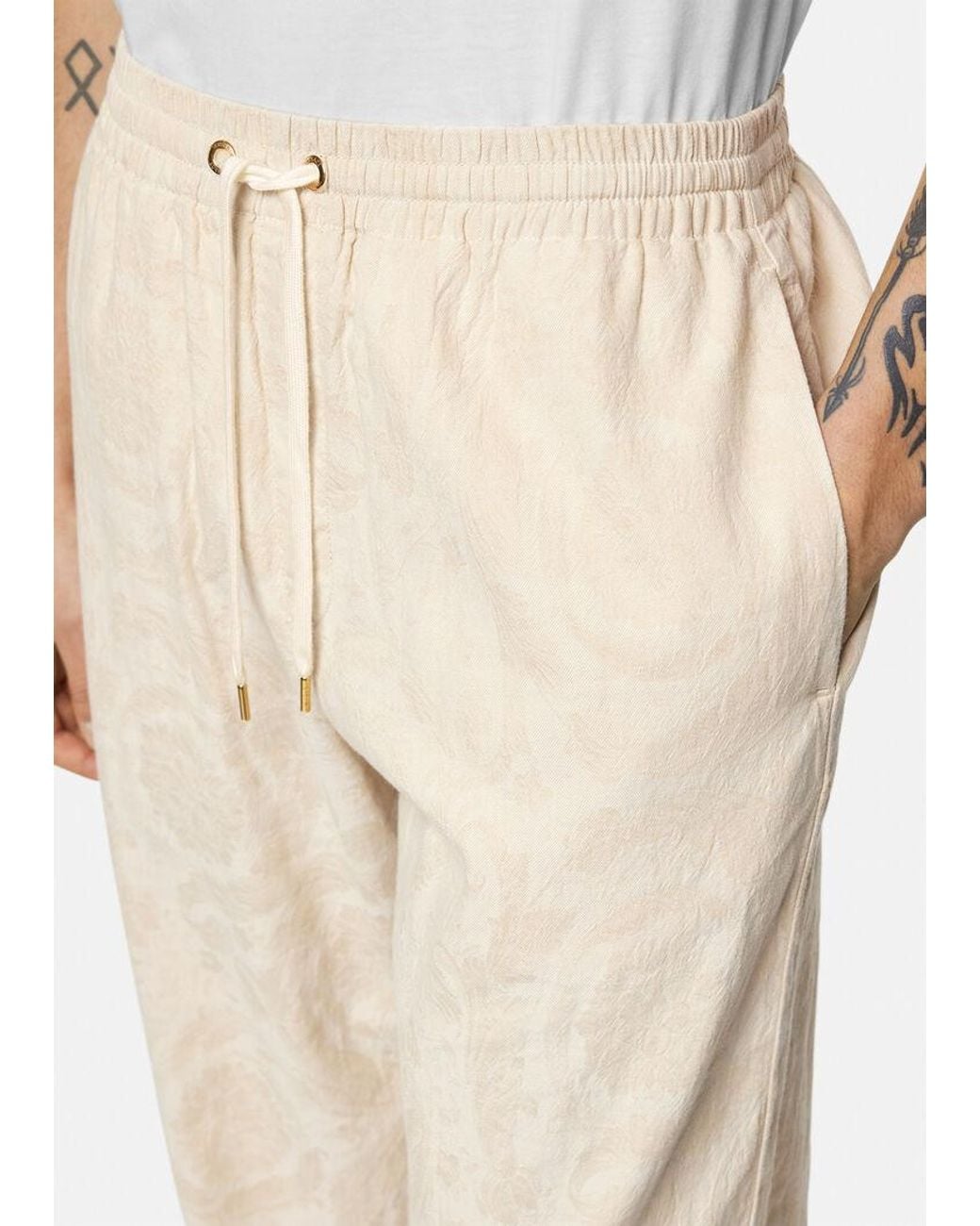 Versace Natural Barocco Straight-Leg Trousers for men
