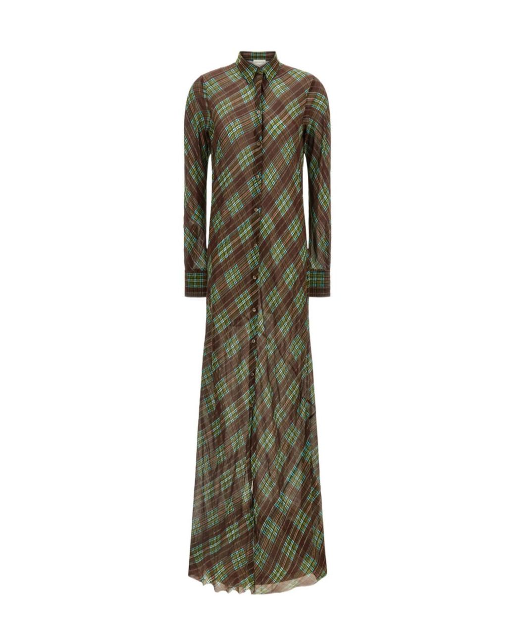 Dries Van Noten Green Long-Sleeved Dress