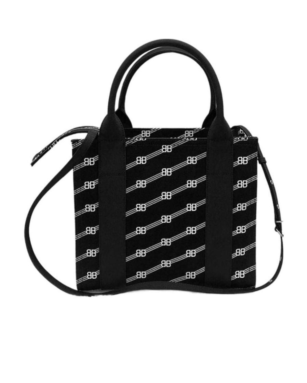 Balenciaga Black Logo Jacquard Shoulder Bag