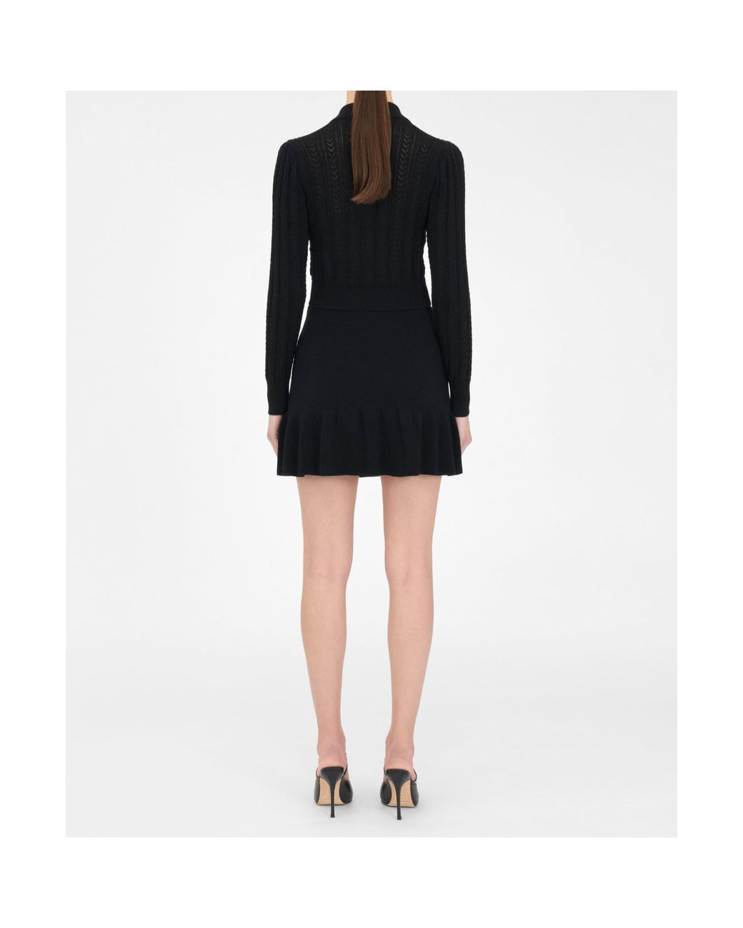 Alessandra Rich Black Flared Mini Skirt