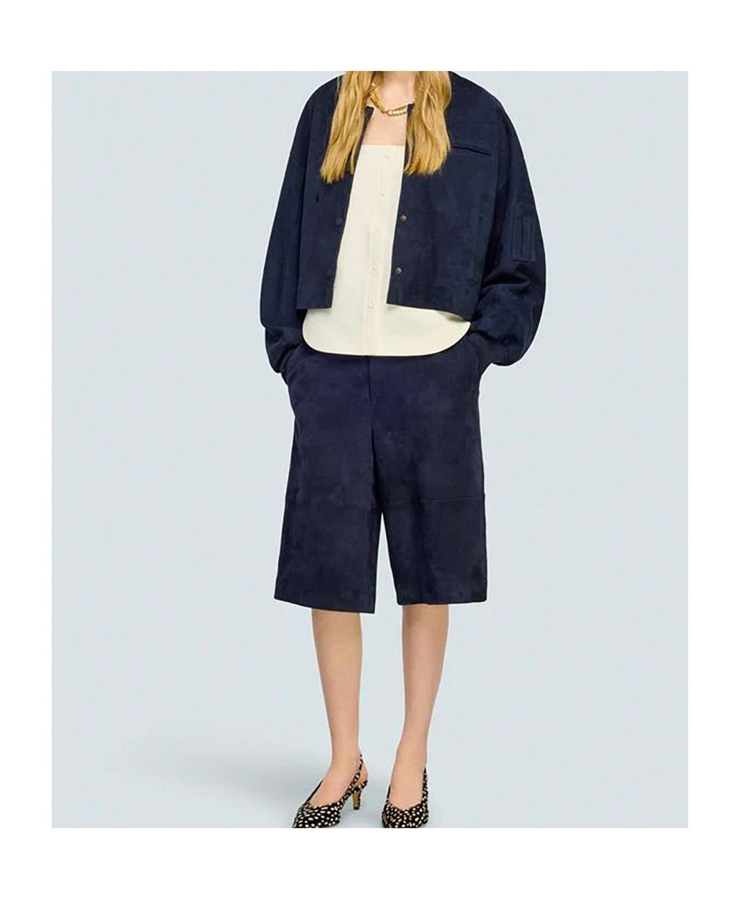 Semicouture Blue Casual Leather Jacket