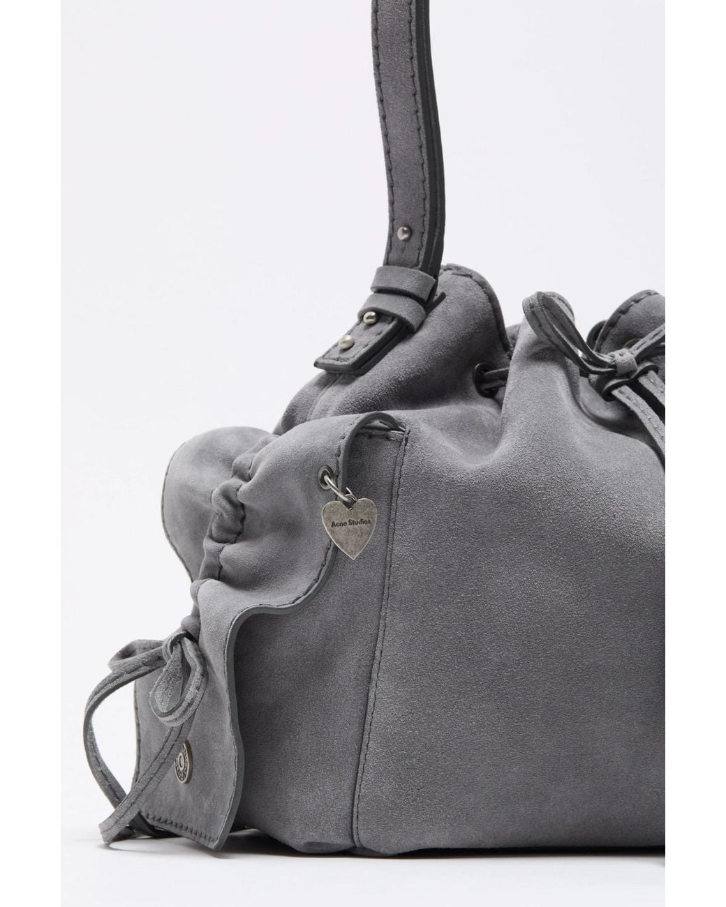 Acne Gray Ruffled Leather Shoulder Bag