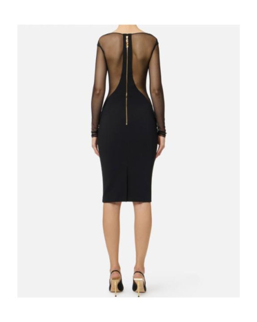 Elisabetta Franchi Black Midi Evening Dress