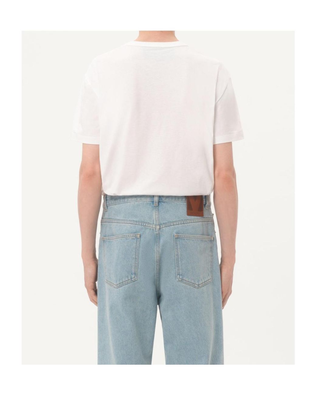 Valentino White Logo Embroidered Crewneck T-Shirt for men
