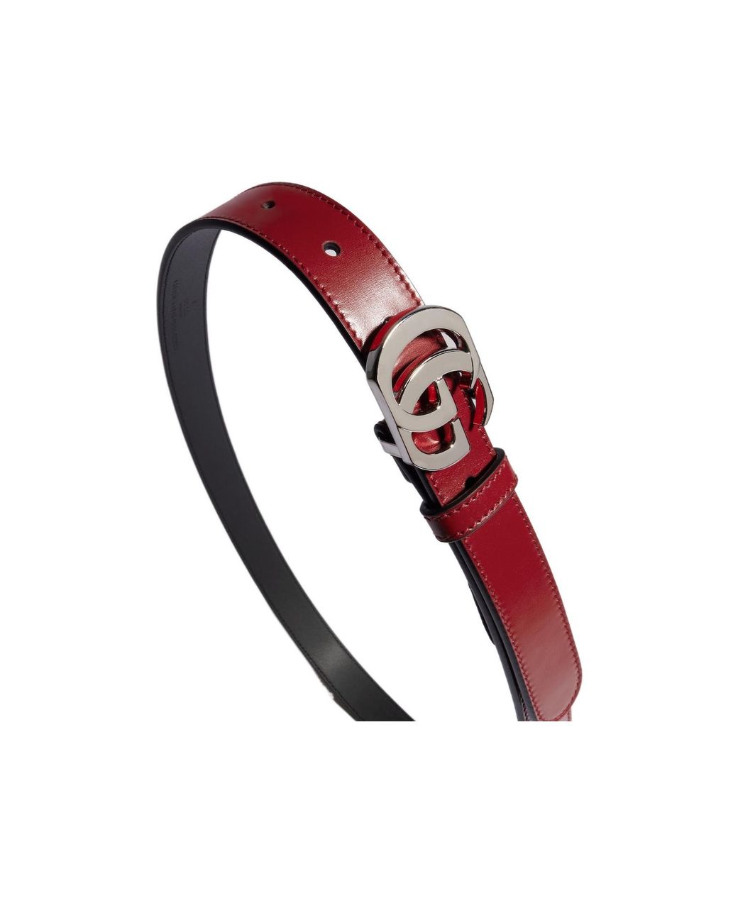 Gucci Red Thin Belt With Double G Buckle