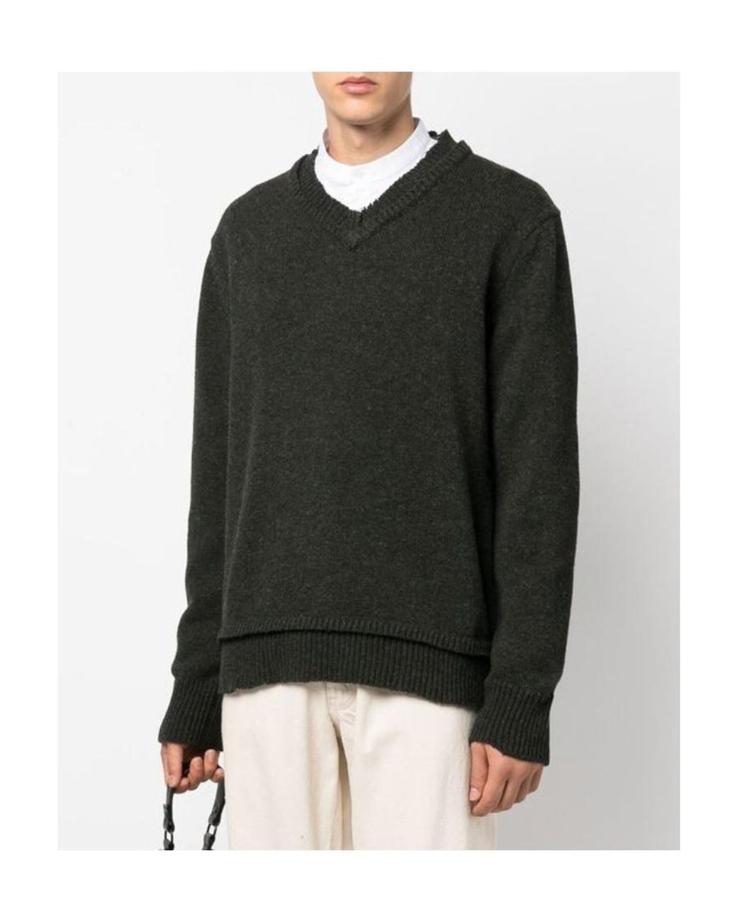 Maison Margiela Black Elbow Patch Sweater for men