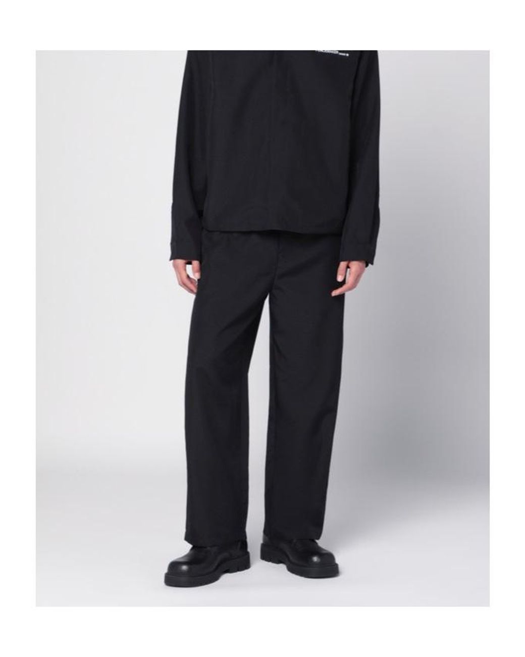 OAMC Black Drawstring Srtaight-Leg Trousers for men