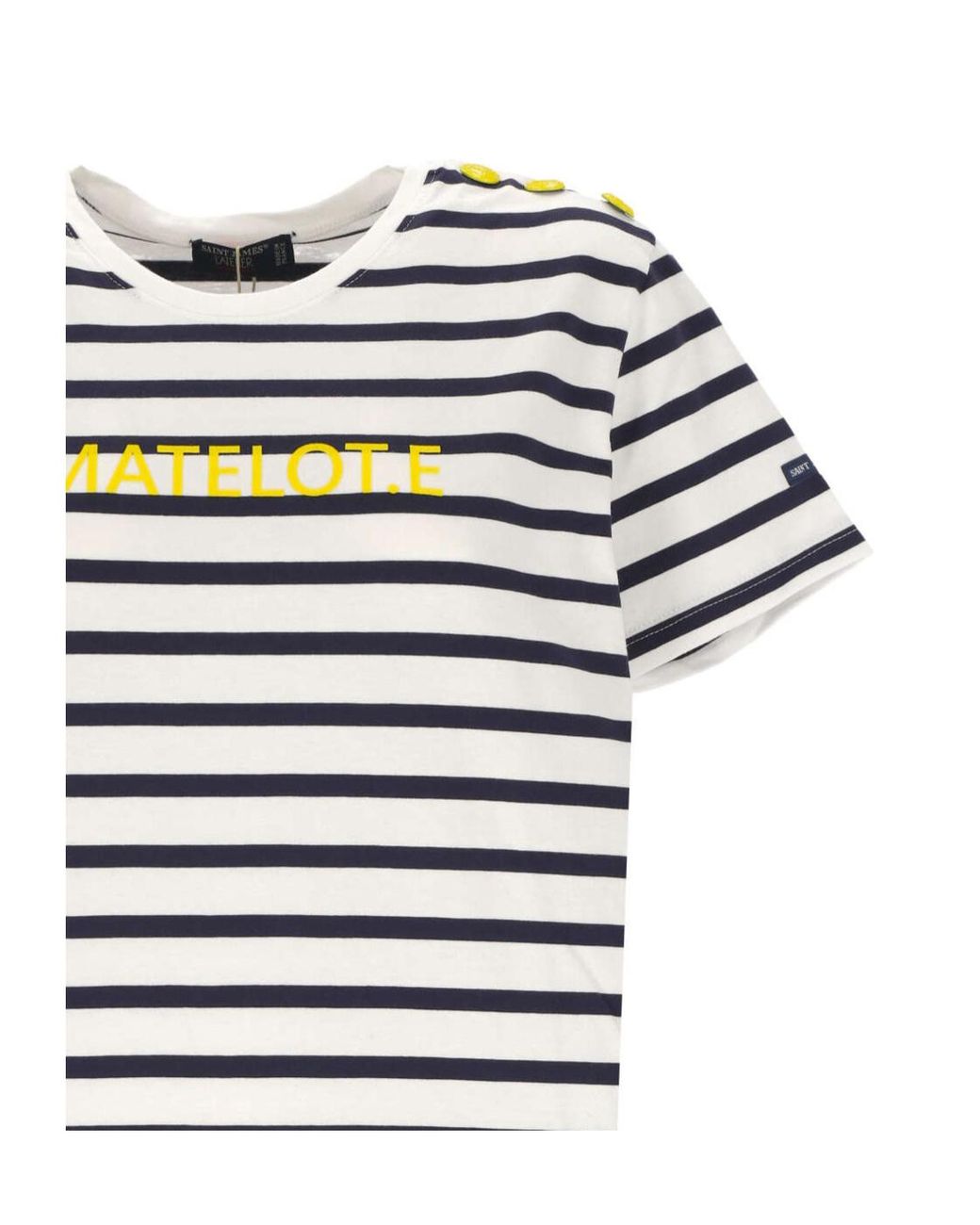 Saint James White Round-Neck Striped T-Shirt
