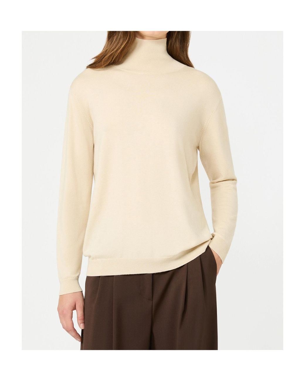 Weekend by Maxmara Natural Wool And Silk Knit Turtleneck