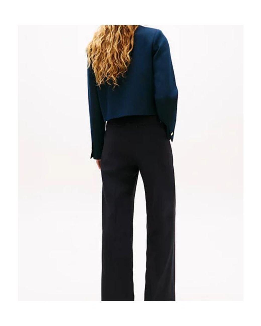 Tommy Hilfiger Blue Button Round-Neck Jacket